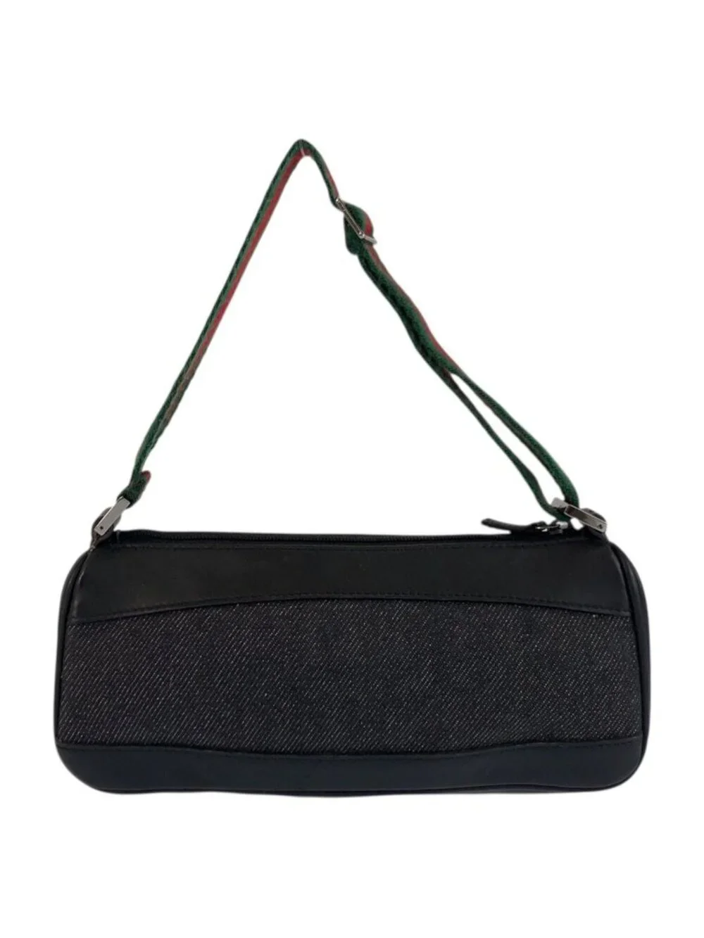 Gucci Sherry Line Black Silver Canvas Handbag Pouch